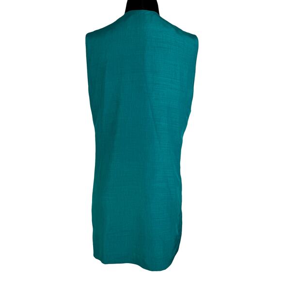 90s Minimalist Power: Vintage Teal Longline Vest by The Dressmaker Fashion - Picture 5 of 9
